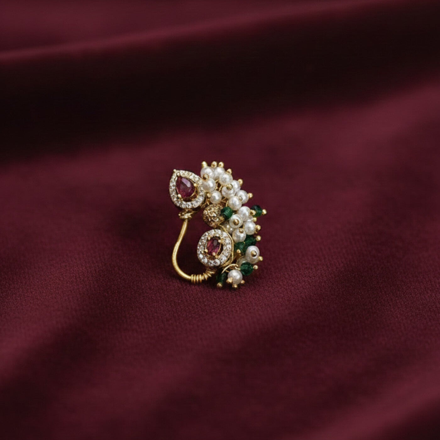 Traditional Maharashtrian Pearl Nath (Press-On Style)(biky)