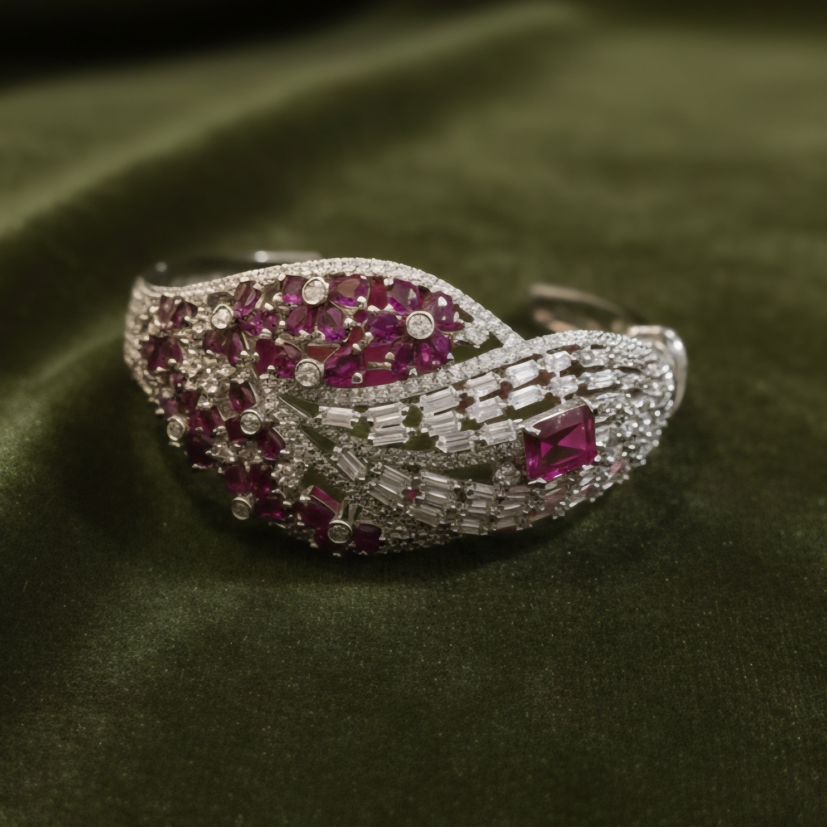 The Ruby & Diamond Radiance Floral Kada