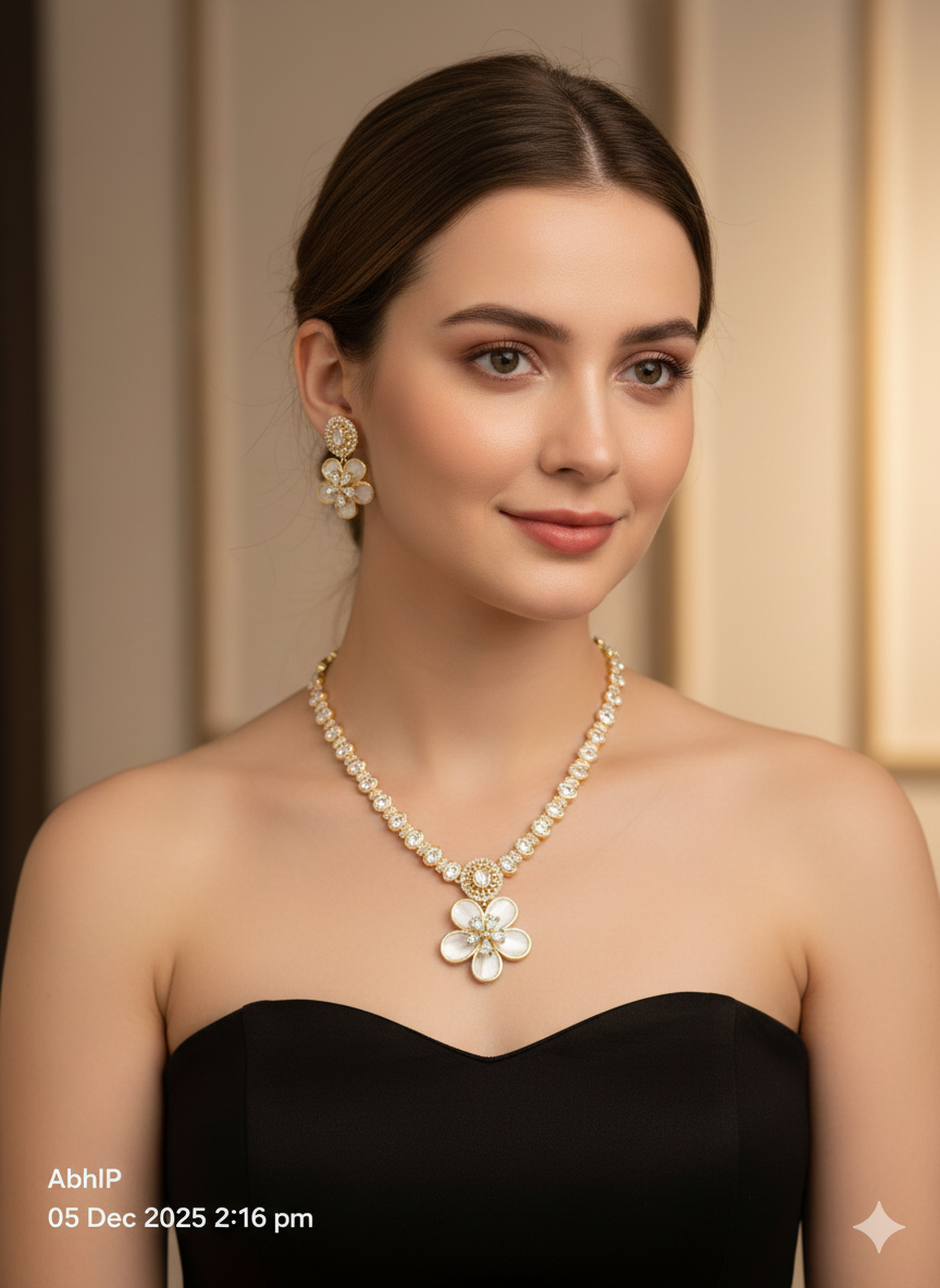 Ad stone neckless golden