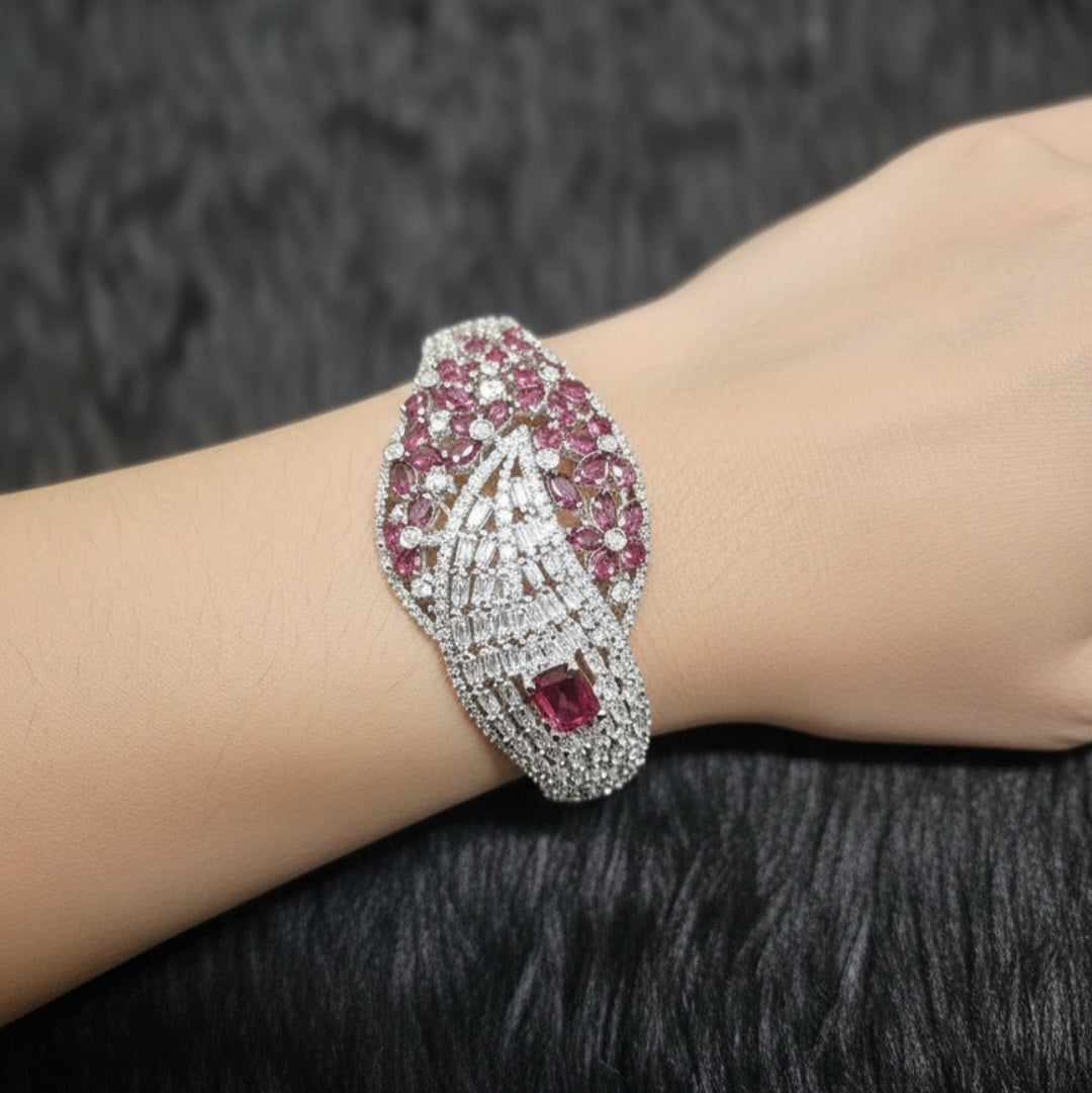 The Ruby & Diamond Radiance Floral Kada