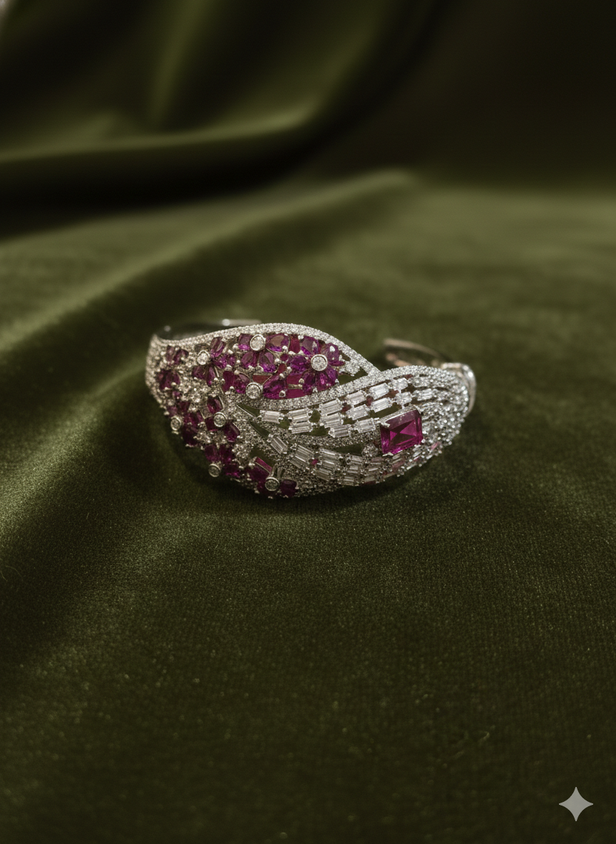 The Ruby & Diamond Radiance Floral Kada